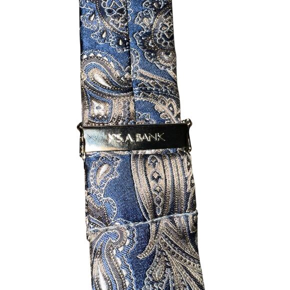 Jos. A. Bank Y-shaped Y-Shaped Paisley Print Tan Blue Adjustable Suspenders - Picture 4 of 6